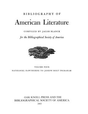 Cover image for Bibliography of American Literature Vol. 4: Nathaniel Hawthorne to Joseph Holt Ingraham