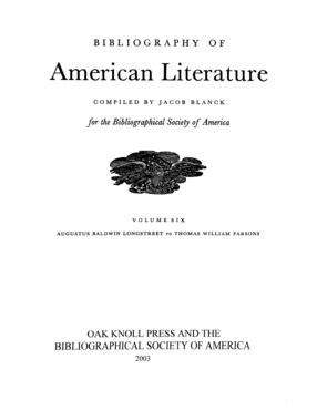 Cover image for Bibliography of American Literature Vol. 6: Augustus Baldwin Longstreet to Thomas William Parsons