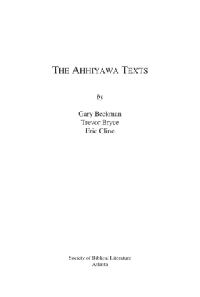 Cover image for The Ahhiyawa texts