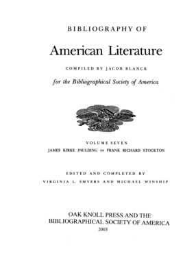 Cover image for Bibliography of American Literature Vol. 7: James Kirke Paulding to Frank Richard Stockton